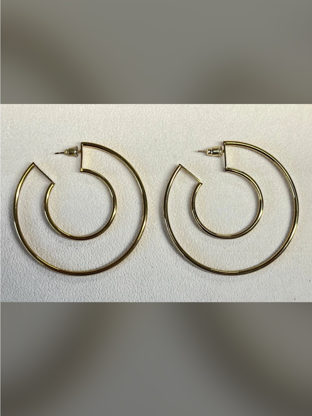 Sahira Faye Gold Tone Cut Out Double Hoop Statement Earrings